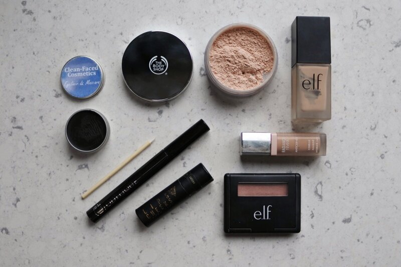 Minimalist makeup bag embracing ethical natural products for